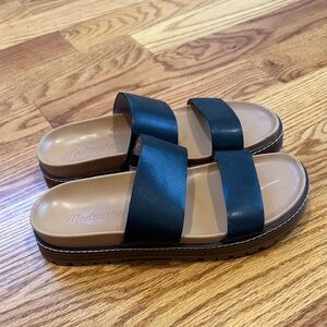 Madewell Black Double-Band Platform Slide Sandals